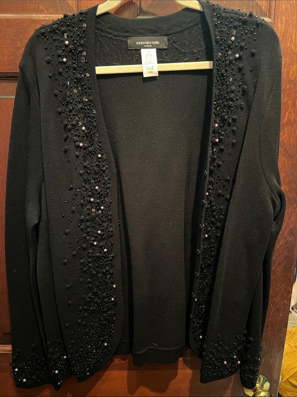 Jones New York Black Woman Knit Top with Contrast Trim